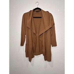 Theory Maritza Evian Stretch Wool Blend Cardigan Sweater Camel Tan S